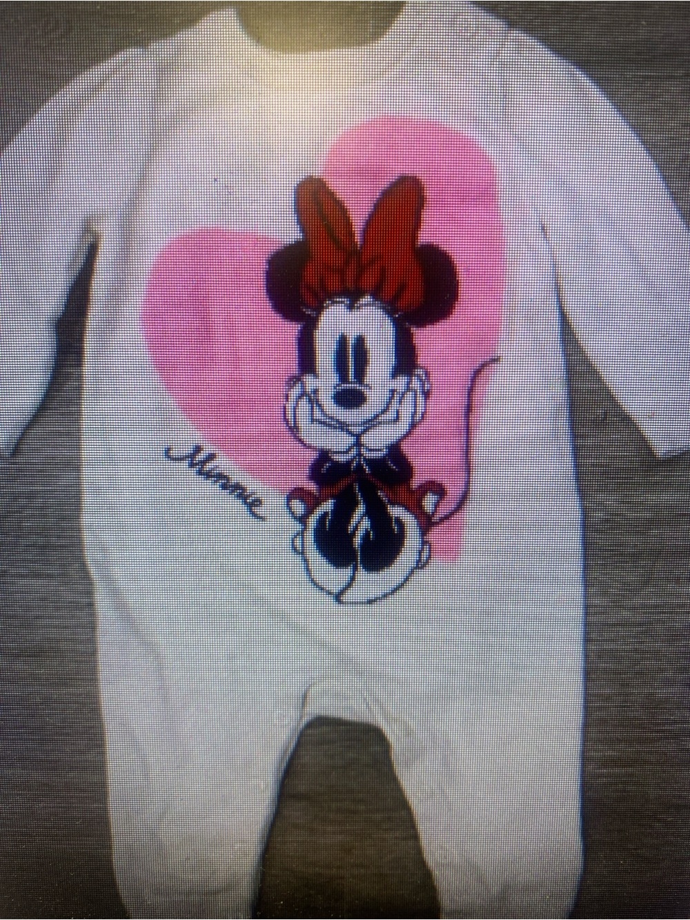 Disney White Footed One-Piece with Pink Heart and Minnie Graphic
